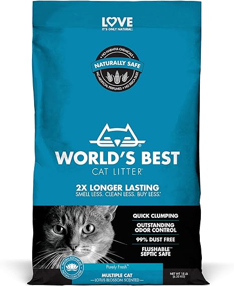 Kent Pet Group 62110190: World's Best Cat Litter Multiple Cat Lotus Blossom Scented, 15 Lbs