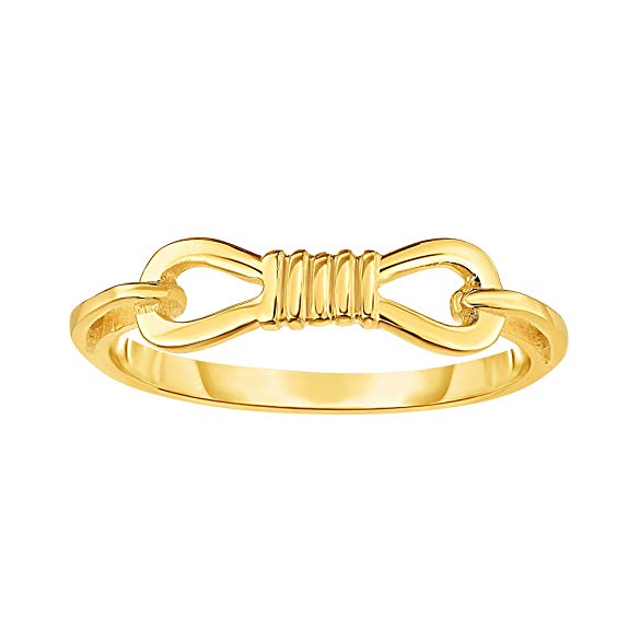 JewelStop 14k Shiny Yellow Gold Fancy Buckle Ring Size 7, 1.5gr.