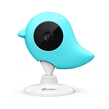 Baby Mini Monitors Wireless WiFi IP Surveillance Camera 720p HD Home Pet Video Nanny Cam with Two-Way Talk Audio Pan Tilt Remote Security for iPhone Android Smartphones (White and blue bird case)