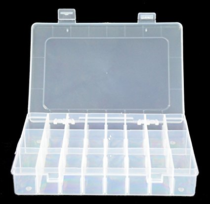 HotEnergy 15/24/36 Grid Clear Adjustable Jewelry Bead Organizer Box Storage Container Case (24 grid)