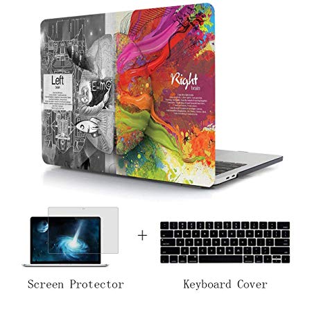 TwoL Hard Plastic Case Silicone Keyboard Skin and Screen Protector for MacBook Air 13 inch A1932 Release 2018 with Retina Display/Touch ID Creative Brain