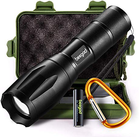 Portable Led Tactical Flashlight, 1000Lumens Ultra-Bright XML-T6 Flashlights Handheld Bright Led Torch Zoomable Water-Resistant with 5 Light Modes for Camping Hiking Hunting