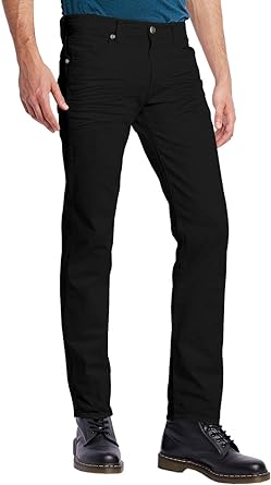 ETHANOL Mens Comfy Stretch Slim Fit Straight Casual Pants with 5 Pockets Design Pants APL26131SK PK16 Black 30X30