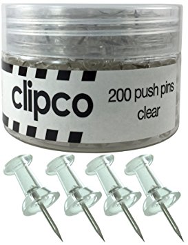 Clipco Push Pins Jar (200-Count) (Clear)