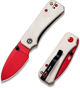 CIVIVI Baby Banter Pocket Knife for EDC, Ben Petersen Folding Knife with 2.34 in Nitro V Steel Blade G10 Handle, Titanium Thumb Stud Opener C19068S-7(Red)