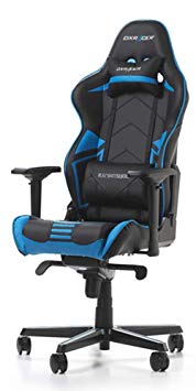 DXRacer USA Racing Series RV131 Gaming Chair Computer Chair Office Chair Ergonomic Design Swivel Tilt Recline Adjustable with Angle Lock, Includes Headrest Pillow and Lumbar Cushion (Blue)