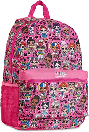 L.O.L. Surprise! School Bag, School Supplies for Girls, Large Capacity Backpack Featuring LOL Dolls, Pink Canvas Rucksack Backpack for School or Travel, Gifts for Girls Teens