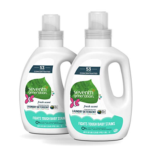 Seventh Generation Concentrated Laundry Detergent for tough baby stains Baby 0% synthetic fragrances and dyes 40 oz pack of 2
