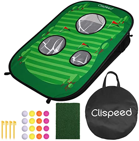 CLISPEED Lightweight Foldable Golf Chipping Net Golf Target Net Cornhole Game Set for Golfing Practice Game Training Home Outdoor Indoor Sport