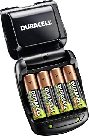 Duracell Speedy Charger, battery charger includes 2 AA 1700 mAh NiMH, 2 AAA 750 mAh NiMH