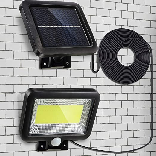 Solar Sensor Security Light, 56 LED Ultra Bright Waterproof Outdoor Wall Lamp with 16.4 ft Cord for Garden, Fence, Door, Yard or Entrance Use