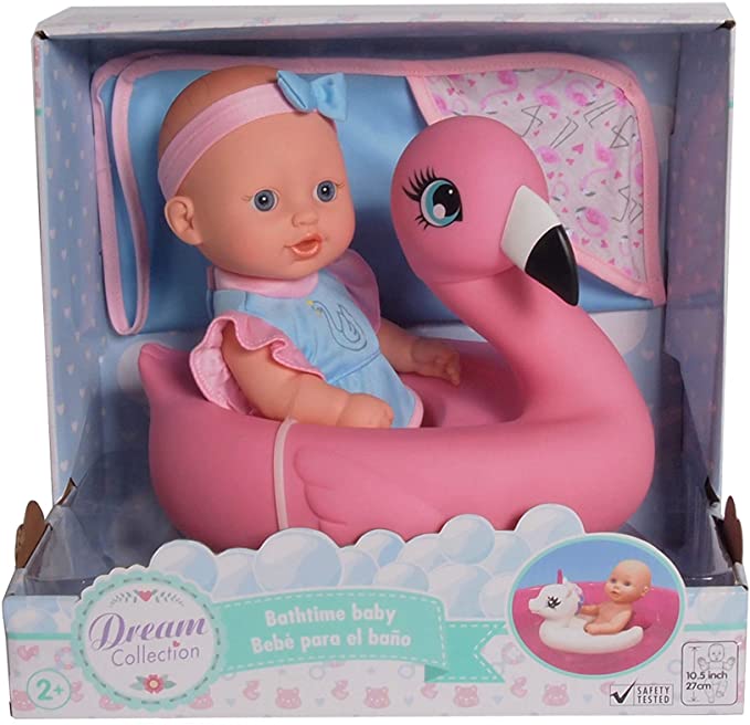 DREAM COLLECTION 10" Bath Time Baby Doll with Flamingo