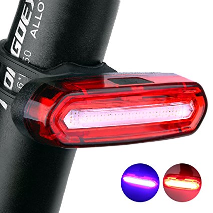 Bicycle Tail Light with USB Rechargeable,(New Design by Xawy)Ultra Red and Blue Bright 6 Modes In One Rear LED Safety Strobe Flashing Light Compatible With Bikes, Helmets, Bags