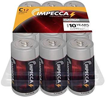 IMPECCA D Batteries (12 Pack) High Performance D Cell Alkaline Batteries, 1.5 Volt LR20 Non Rechargeable, Size D Alkaline Battery for Everyday Use, 12 -Count