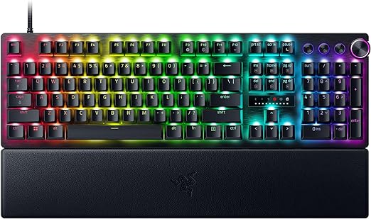 Razer Huntsman V3 Pro Gaming Keyboard: Analog Optical Switches w/Rapid Trigger & Adjustable Actuation - Media Keys & Dial - Doubleshot PBT Keycaps - Aluminum Top Plate - Wrist Rest