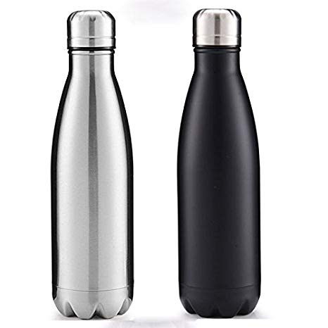 emBASSI 17oz Vacuum Insulated Double Wall Leak Proof 18/8 Stainless Steel Water Bottle - Best Cola Shape Bottle for Travel and Outdoors - Keeps Hot for 12 hours & Cold for 24 hours - BPA Free