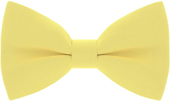 Classic Pre-Tied Bow Tie Formal Solid Tuxedo, by Bow Tie House (Medium, Lemon)