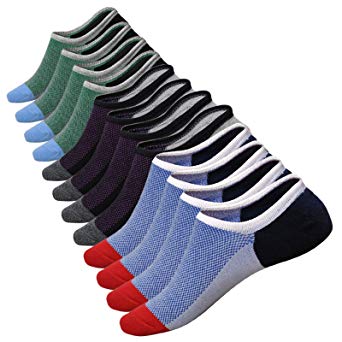 No Show Socks Men 6 Pairs Cotton Mens Non-Slip Low Cut Ankle Socks Size 6-12