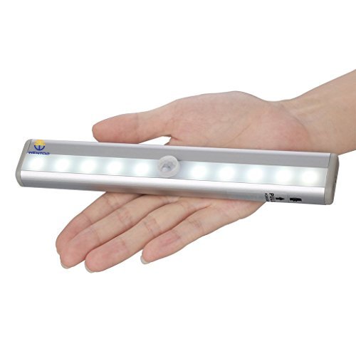 Wentop Stick-on Portable 10-LED Wireless Motion Sensing Closet Cabinet LED Night Light Wardrobe Display Lamp Battery Operated