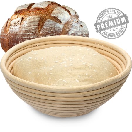 Carenoble Bread Basket Proofing Bowl - Premium Quality 8.5 inch Round Banneton Rattan For Rising Patterns Dough / Sourdough - Professional Brotform for Artisan Bread Baking