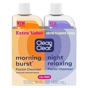 Generic 𝖢𝗅𝖾𝖺𝗇 & 𝖢𝗅𝖾𝖺𝗋 Day and Night Acne Face Wash, Oil-Free, with Citrus Scent, Morning Burst and Night Relaxing, 8 fl oz (2 Pack)