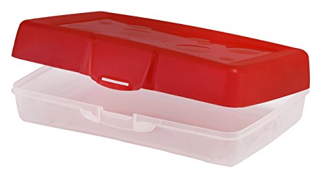 Storex Pencil Case, 8.38 x 5.63 x 2.5 Inches, Red, Box of 12 (61612U12S)