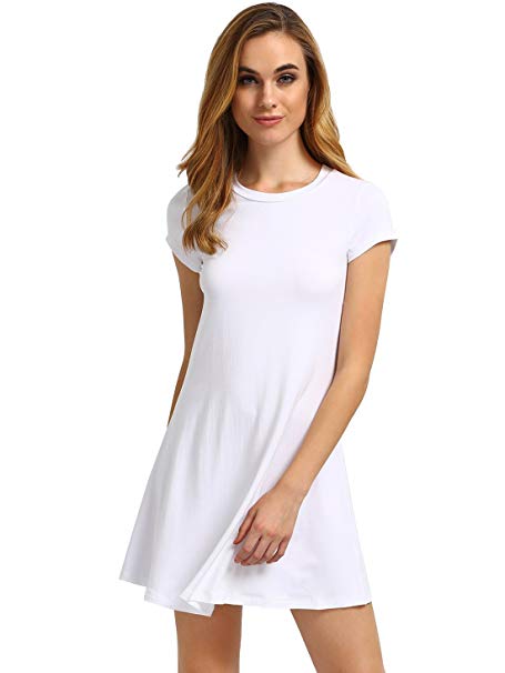 Romwe Women's Short Sleeve Shirt Casual Swing Dress