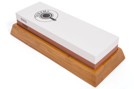Torems Knife Sharpening Stone Kit 1000 and 6000 with Anti-slip Bamboo Base  Knife Sharpener Stone  Sharpening Stone for Knives  Sharpening Stones Water