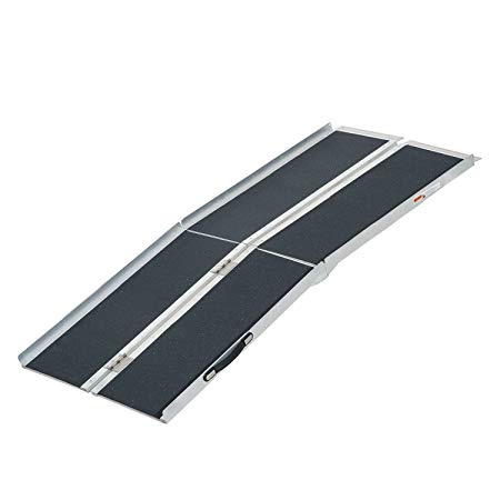 HOMCOM 6’ Lightweight Aluminum Portable Skidproof Folding Wheelchair Ramp