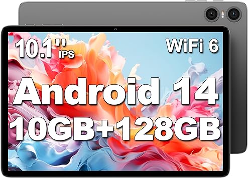 【Android 14 タブレット 世界初登場】TECLAST P30T Android 14タブレット 10インチ wi-fiモデル 10GB 128GB 1TB拡張、アンドロイドタブレット 8コアCPU 1.8Ghz、WiFi 6 BT5.4 Widevine L1 GMS認証 6000mAh USB-C 1280*800 TDDI Incell IPS 画面 OTG 無線投影 顔認識 説明書