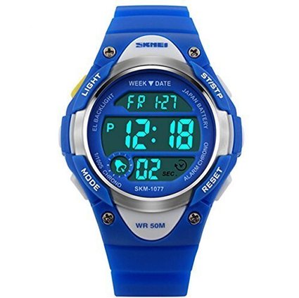 Misskt@ Children Watch Outdoor Sports Kids Boy Girls LED Digital Alarm Stopwatch Waterproof Wristwatch Children's Dress Watches Blue