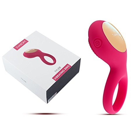 SVAKOM Tyler 100% Waterproof Soft Silicone Rechargeable Penis Rings Clitoral Stimulator Cock Ring Sex Toys for Couples(Plum Red)