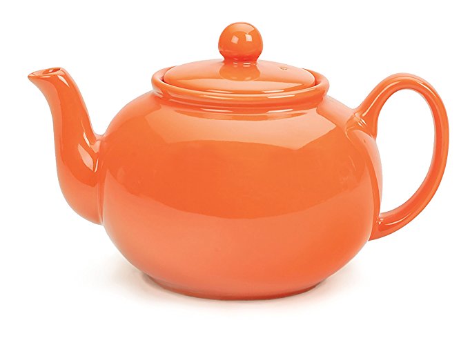 RSVP Tangerine Orange 6 cup Stoneware Chai Teapot