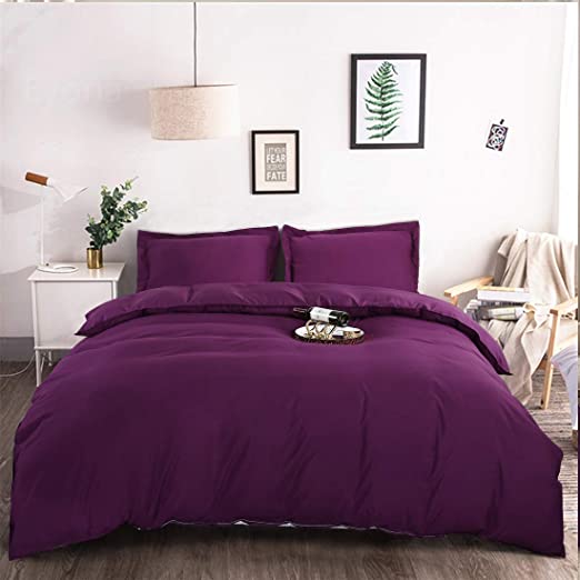 Balichun Duvet Cover Set King Size Purple Premium with Zipper Closure Hotel Quality Wrinkle and Fade Resistant Ultra Soft -3 Piece-1 Microfiber Duvet Cover Matching 2 Pillow Shams (Purple, King)