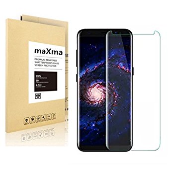 Samsung Galaxy S8 Screen Protector [Full Coverage] ,maXma Tempered Glass Screen Protector For S8,0.25mm Screen Protection Case Fit 99% Touch Accurate