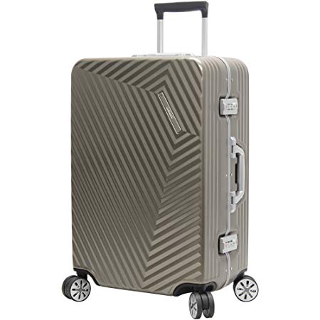 Andiamo Elegante Aluminum Frame 24" Zipperless Luggage With Spinner Wheels (24in, Gold)