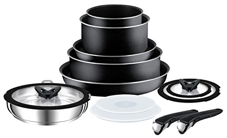 Tefal Ingenio Essential Non-stick Cookware Set with Pan Set, 13 Pieces - Black