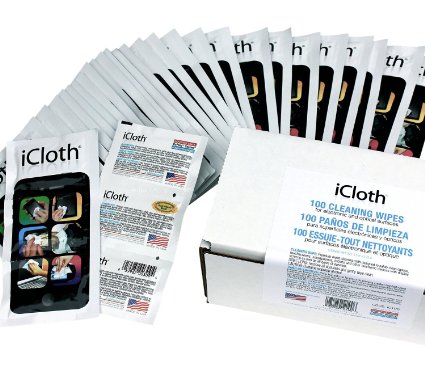iCloth Screen Cleaning Wipes for easy and fast shine on smartphones, tablets and computers [iC100] 100 wipe pack