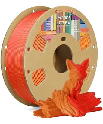 OVERTURE Dual Color Matte PLA 3D Printer Filament 1.75mm, Matte PLA 1kg Cardboard Spool (2.2lbs), Dimensional Accuracy  /- 0.02 mm (Matte Orange-Red)