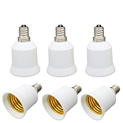 Onite 6pcs E12 to E26 / E27 Adapter - Converts Chandelier Socket (E12) to fit your Medium Socket (E26/E27) Bulb