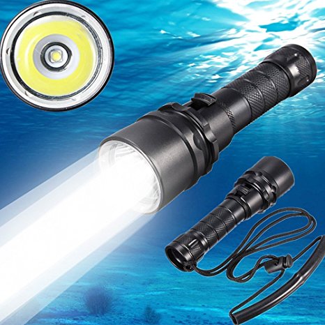 ustopfire 2016 New Cree XM-L2 2000LM Led Scuba Diving Flashlight Torch Underwater 100M Waterproof Submarine Light Rechargeable Battery and Charger Included