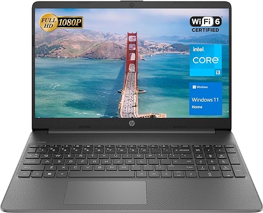 HP Essential Laptop, 15.6" FHD Display, Intel Core i3-1215U Processor, 16GB RAM, 1TB SSD, Webcam, Wi-Fi 6, HDMI, Windows 11 Home, KKE Accessories, Gray