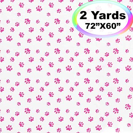Barcelonetta | Fleece Fabric | 2 Yards | 72"X60" Inch | Polar Fleece | Soft, Anti-Pill | Throw, Blanket, Poncho, PJ Pants, Eye Mask (Baby Pink Paws, 2 Yards)
