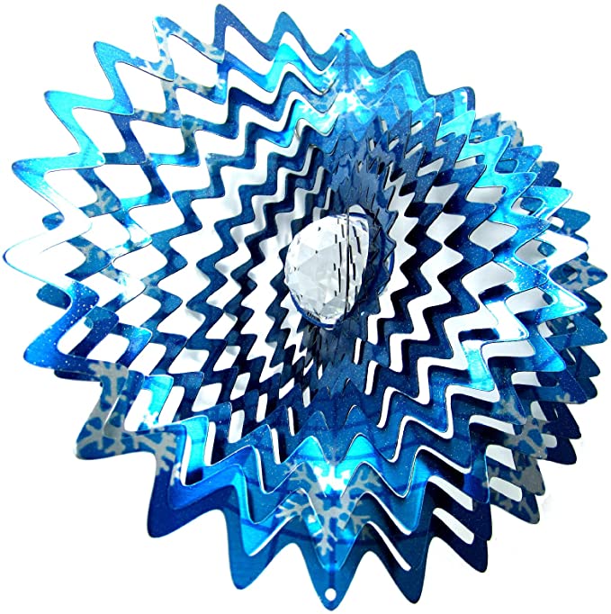 WorldaWhirl Whirligig 3D Wind Spinner Hand Painted Stainless Crystal Splash Star (12" Inch, Multi Color)