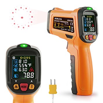 Infrared Thermometer Janisa AD6530D Digital Laser Non Contact Temperature Gun Color Display -58°F to 1472°F With 12 Point Aperture Temperature Alarm Function