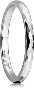 King Will Tungsten Carbide Wedding Ring for Men Women Promise Ring for Couple 2mm/4mm/6mm Black/Silver/Gold/Rose Gold Multi-faceted Shining Luster High Polished Wedding Band Comfort Fit