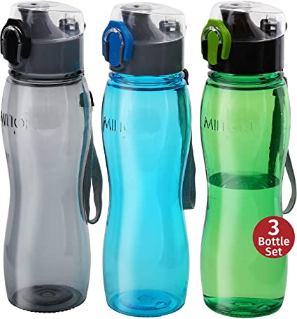 Kids Water Bottle Milton 3 Pack Triton 25 oz Large Sports Water Bottle for Men, Women, Kid Wide Mouth Water Bottle with Strap Carry Handle for Bike Gym Running Cycling Camping Fitness Multi Color