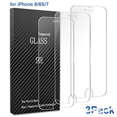 iPhone 6/6S/7 Screen Protector,Airsspu Glass Screen Protector 2.5D Edge Tempered Glass,Bubble Free,3D Touch Compatible,Alleviate-Fingerprint,Oil Stain&Scratch Coating,Case Friendly[3 Packs]