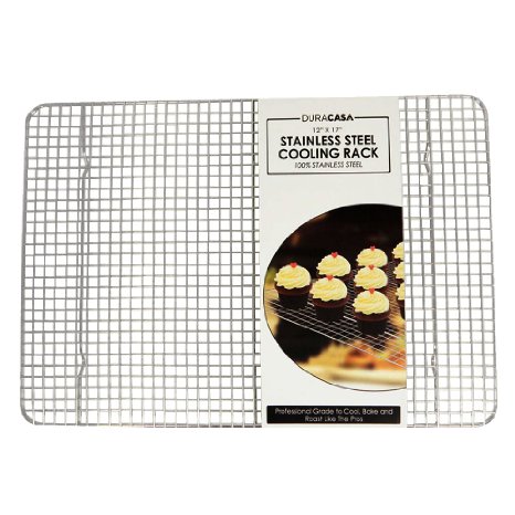 Baking Rack - Cooling Rack - Stainless Steel 304 Grade Roasting Rack - Heavy Duty Oven Safe, Commercial Quality Cooling Racks For Baking - Fits Perfectly in Half Sheet Pan - Metal Wire Grid Rack Design - Lifetime Guarantee (12" X 17")