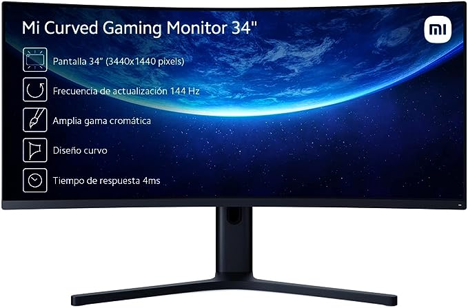 Mi Curved Ultra-wide HD Gaming Monitor 34-Inch High 144Hz Refresh Rate 1500R Curvature